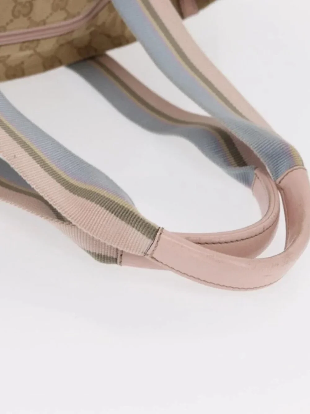 GUCCI GG Canvas Sherry Line Tote Bag Beige Pink 131230 Auth 152017